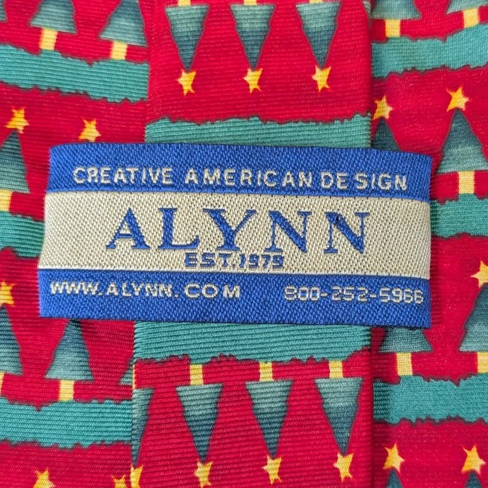 ALynn $70 Christmas‎ Tree Farm Necktie Red Green Holiday Festive Silk Tie